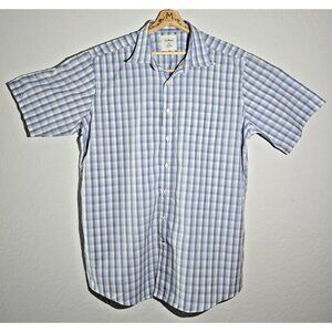 VTG L.L. Bean Tall XL Plaid Button Down Shirt 1999 Blue White Short Sleeve